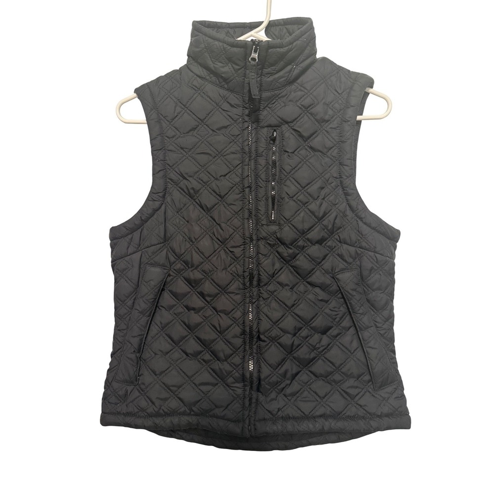 C.E. Schmidt Workwear Quilted Vest Women's Size S Black Plaid Lined Pockets